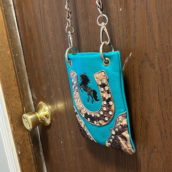 Crossbody Phone bag Horse and Horseshoe Blue - Picture 5 of 13
